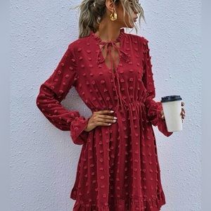 Tie neck burgundy dress from SHEIN. Size small.